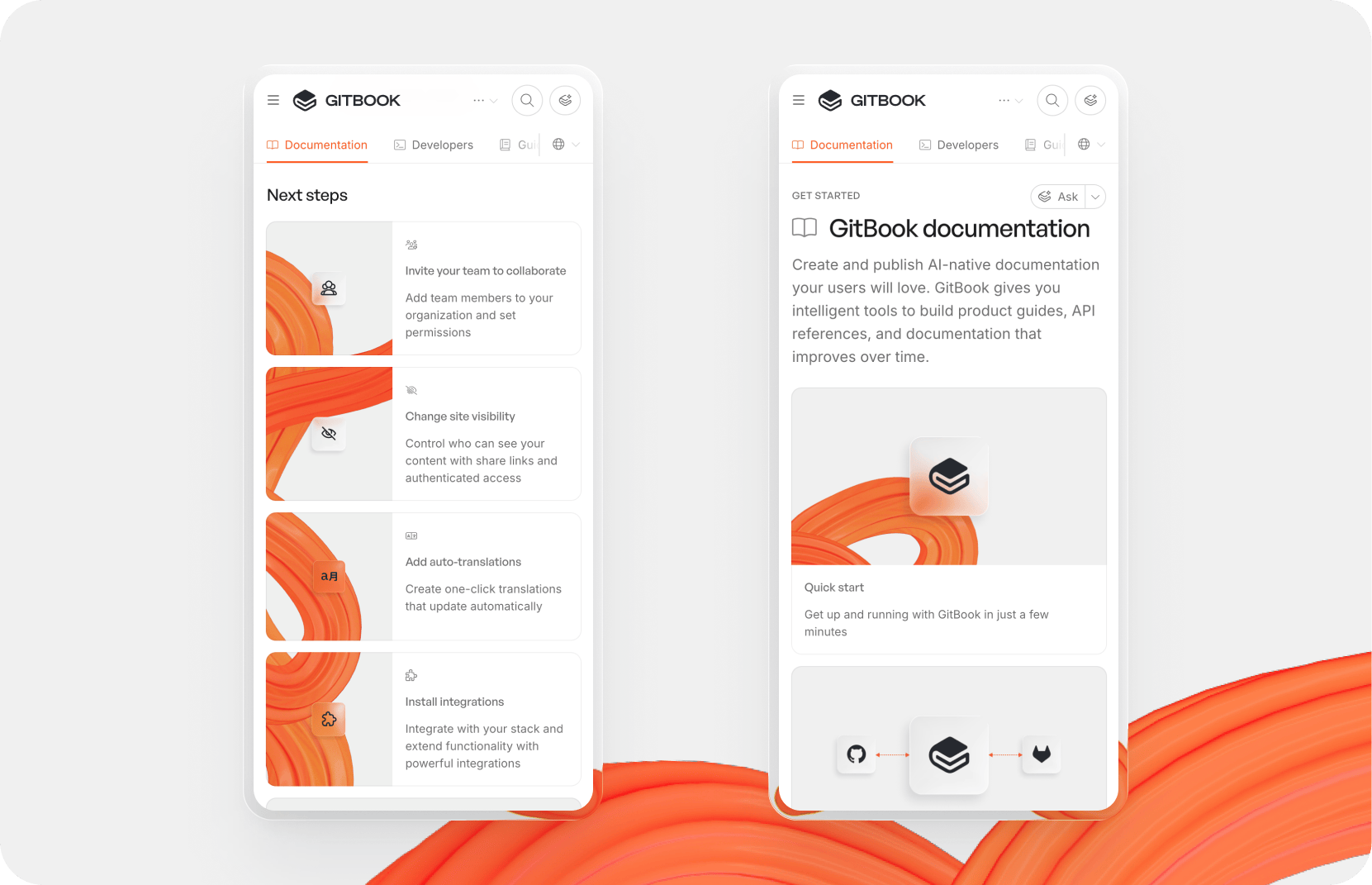 A GitBook screenshot showing card images on mobile