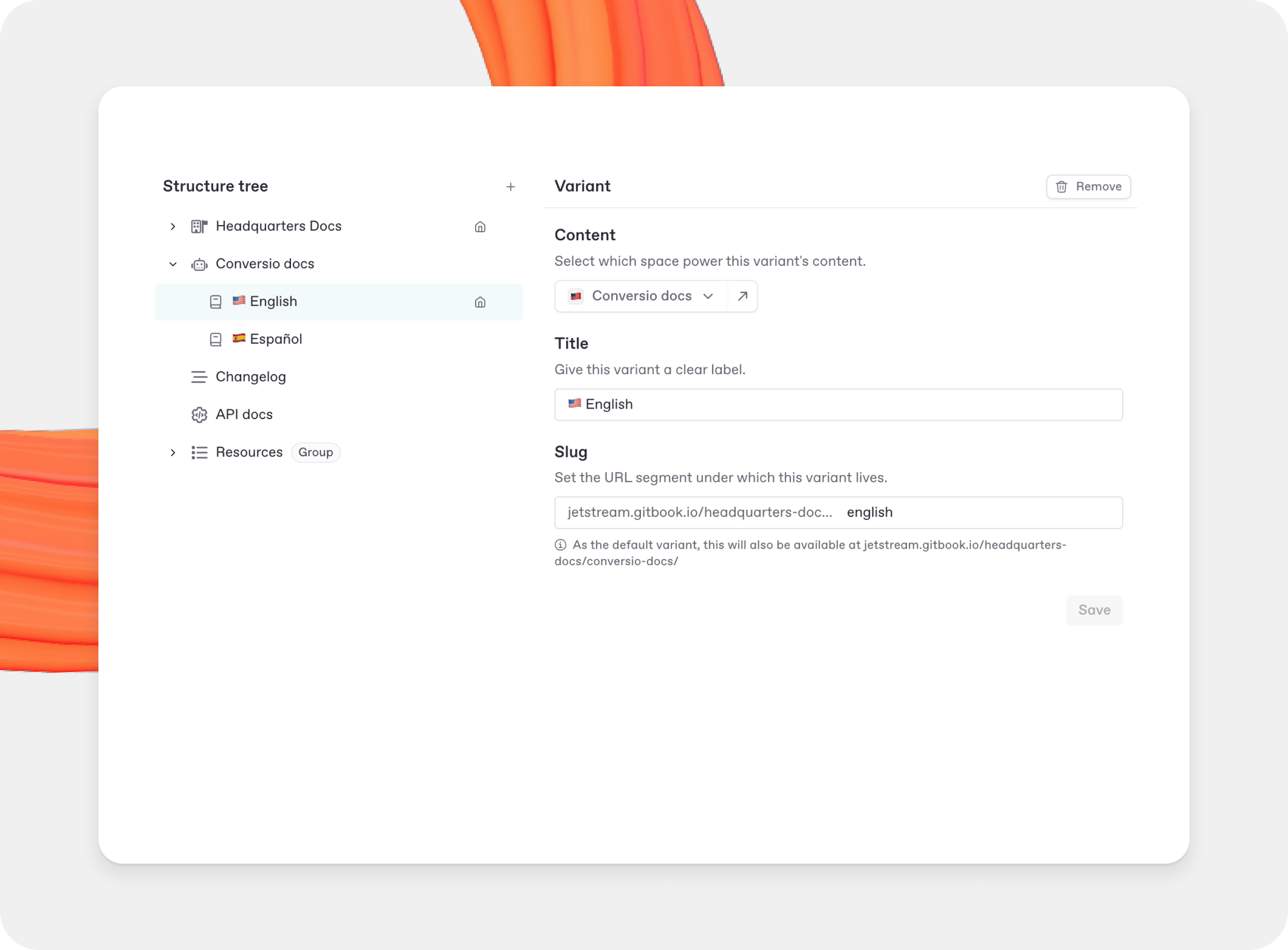 A GitBook screenshot showing a docs site's structure